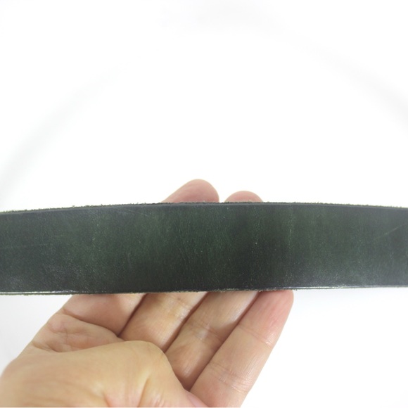 Dark Green Leather Belt with Silver Buckle - Picture 8 of 8